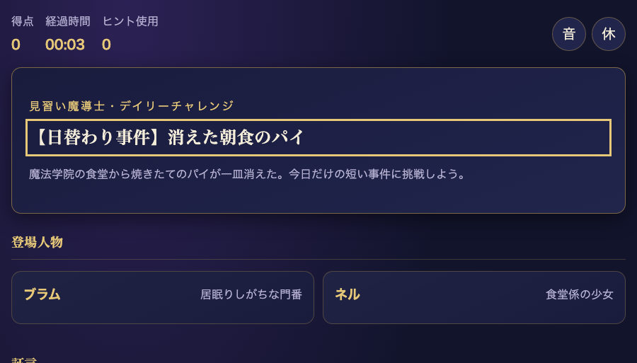 魔導書庫の真相を遊んでいるところ