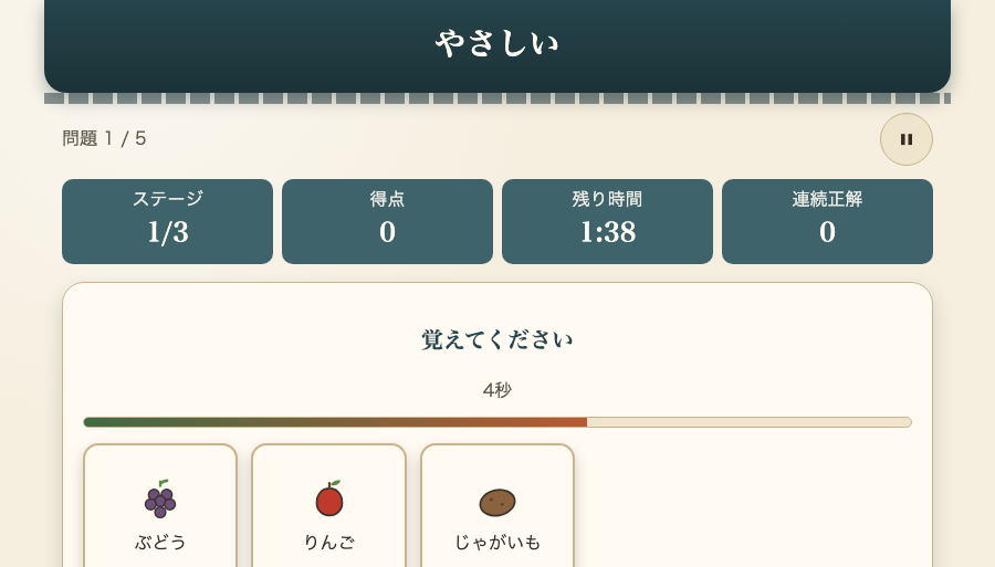 おいしい記憶レストランを遊んでいるところ